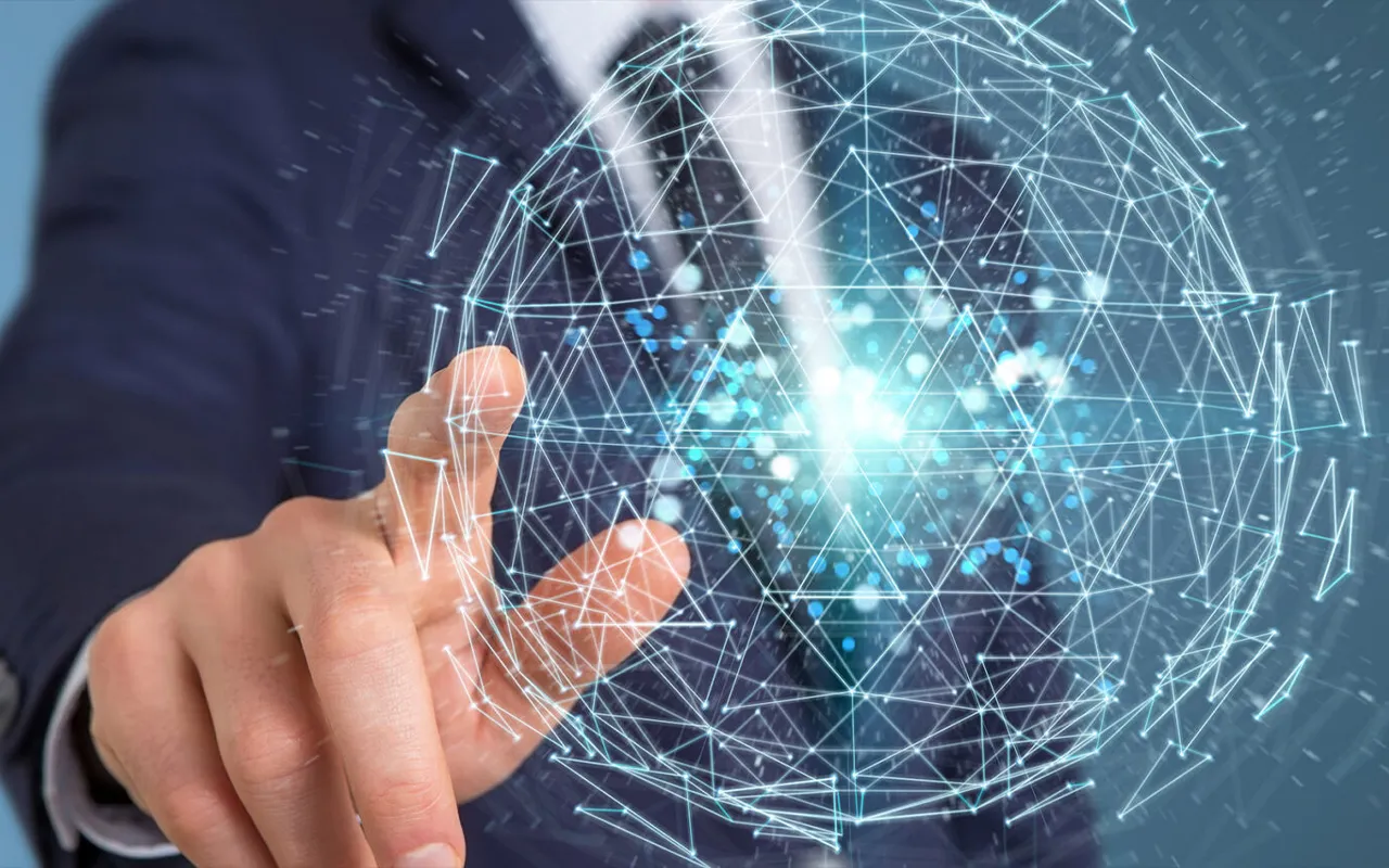 Symbolbild Hand berührt KI Visualisierung