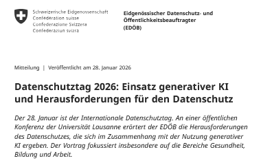 EDÖB Datenschutztag