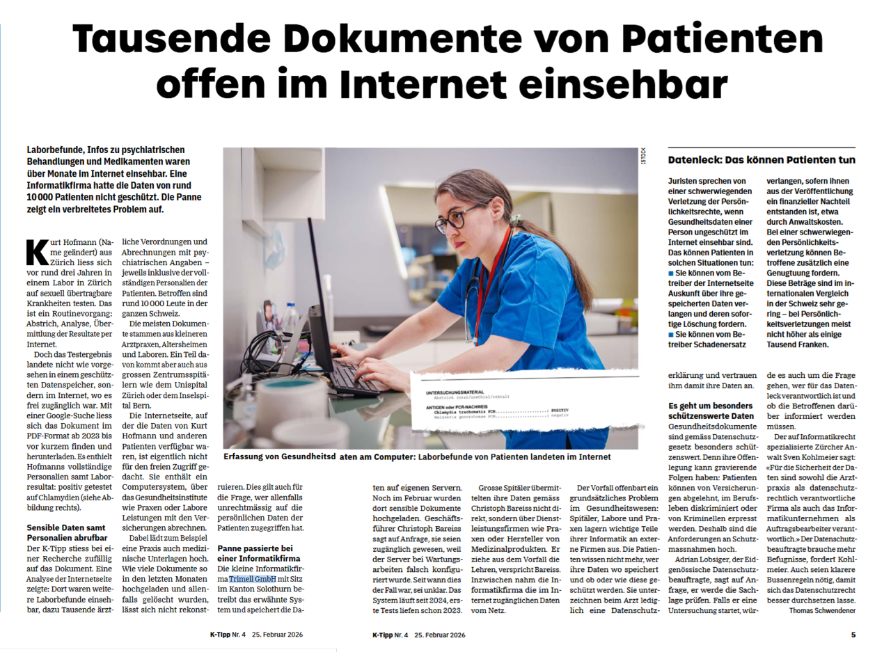 Tausende Dokumente von Patienten offen im Internet einsehbar