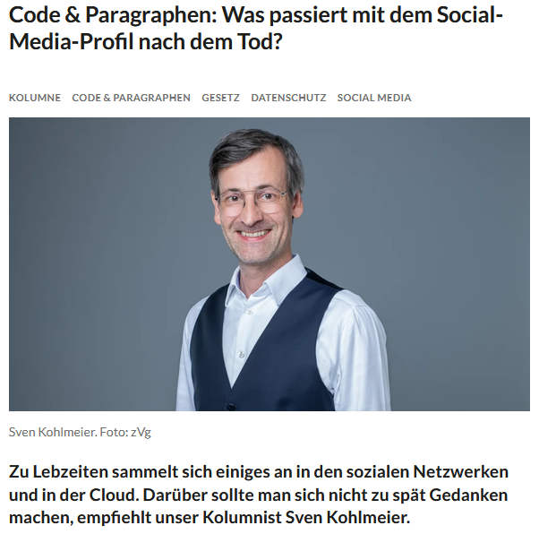 Code & Paragraphen: Was passiert mit dem Social-Media-Profil nach dem Tod?